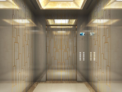 3d现代电梯轿厢商场模型