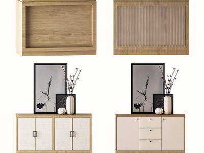 3d现代边柜装饰柜摆件组合模型
