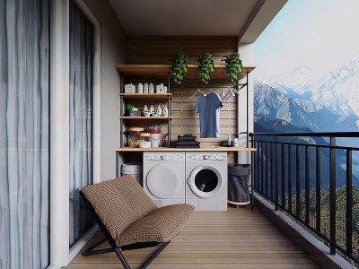 现代家居阳台模型3d模型