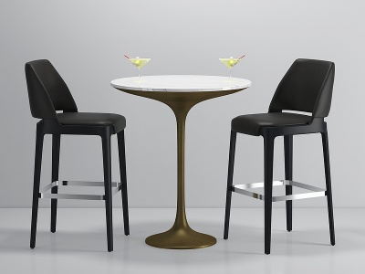 3d吧椅高桌饮料杯子圆桌模型