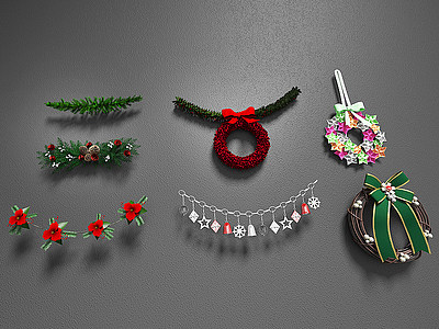 3d圣诞节彩带圣诞装饰装饰品模型