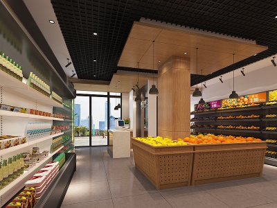 3d水果店苹果超市果蔬展台模型