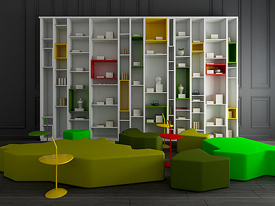 3d装饰柜书柜异形沙发椅组合模型