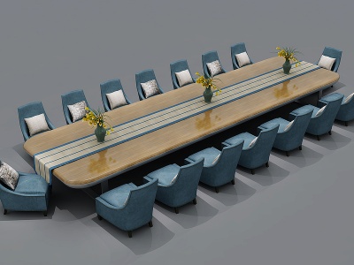 简欧会议桌模型3d模型