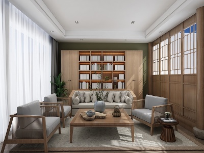 3d新中式客厅现代客厅模型