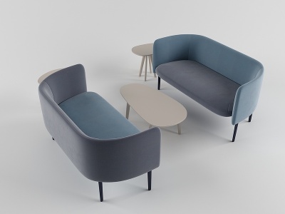 3d现代半圆薄形双人沙发模型