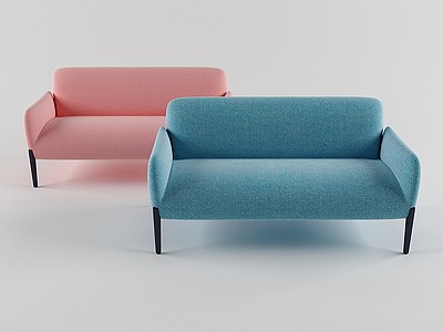 3d现代休闲创意布艺双人沙发模型