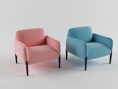 3d现代休闲创意布艺单人沙发模型