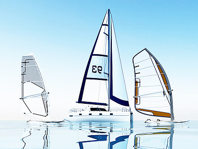 3d现代帆船模型