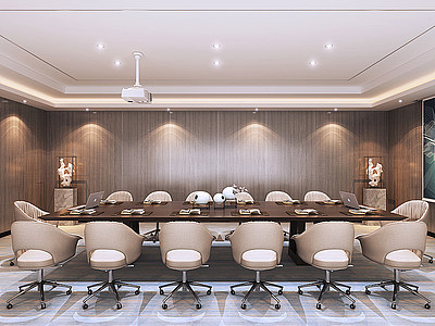3d现代简约会议室多人会议室模型