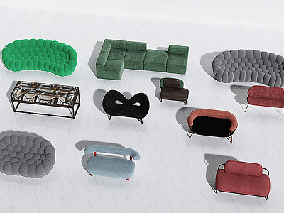 3d现代多人沙发模型