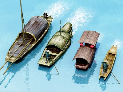 现代木船模型3d模型