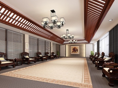 新中式接待室写字楼会议室模型3d模型