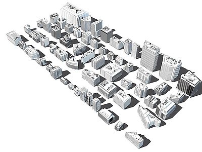 3d现代水泥办公楼模型