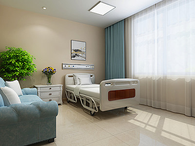 现代医院病房病床模型3d模型