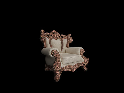 3d欧式古典欧式单人沙发模型