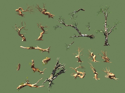 3d枯树植物<font class='myIsRed'>木头</font>模型