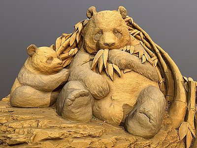 3d大熊猫雕塑模型
