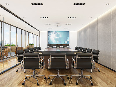 3d现代风格大会议室模型
