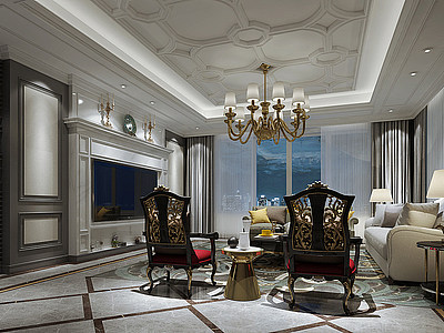 欧式古典客厅模型3d模型