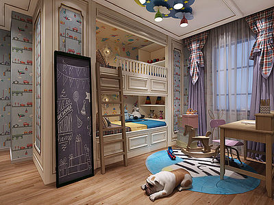 现代儿童房模型3d模型