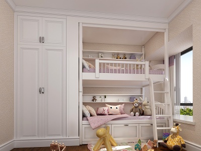 现代儿童房上下床模型3d模型