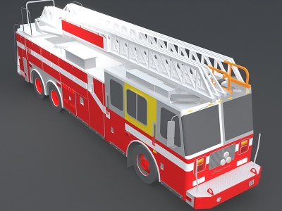 3d消防车消防云梯模型