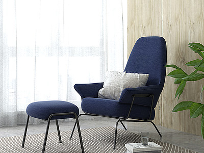北欧现代休闲单人沙发椅子模型3d模型
