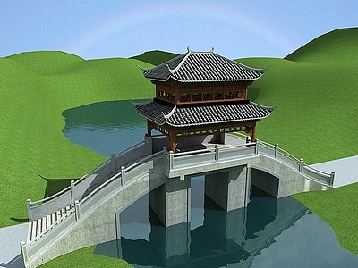 中式桥模型3d模型