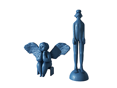 现代人物雕塑组合模型3d模型