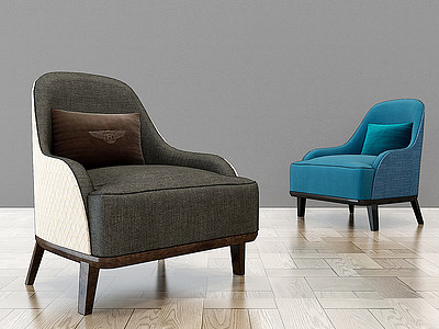 3d简欧式现代宾利单人沙发模型