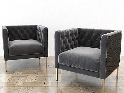 3d简欧式现代单人沙发模型