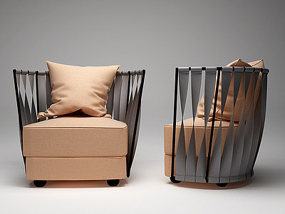 现代编织单人休闲沙发模型3d模型