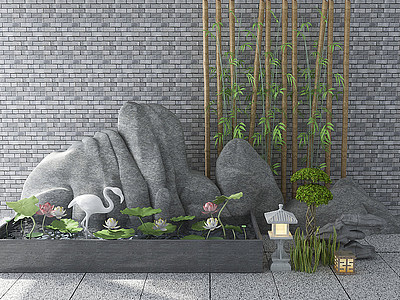 新中式园艺小品模型3d模型