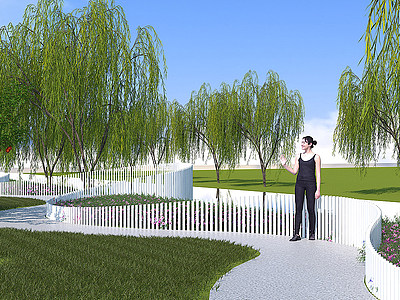 现代景观护栏模型3d模型