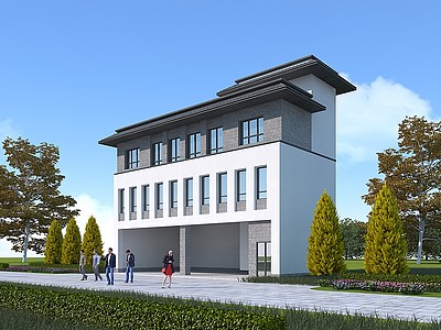 中式办公楼模型
