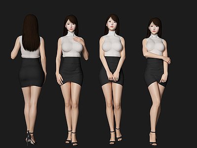 秘书性感美女人物模型3d模型