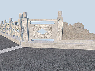 3d中式古典桥梁桥模型