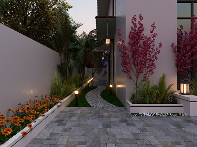 現代庭院景觀模型3d模型