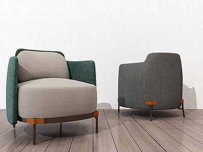 3d新中式轻奢单人沙发椅子模型