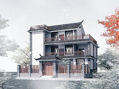 中式传统民居白族民居模型3d模型