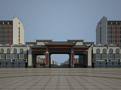 3d新中式商贸城模型