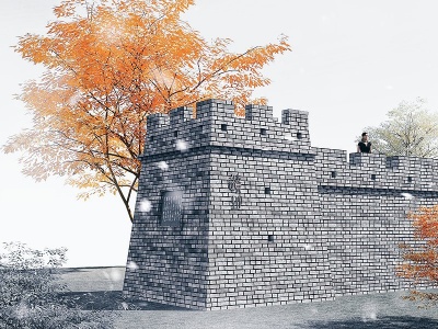 烽火台园林景观小品城墙模型3d模型