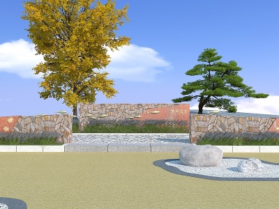 现代景墙模型3d模型