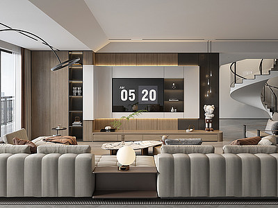 現代家居客廳3d模型