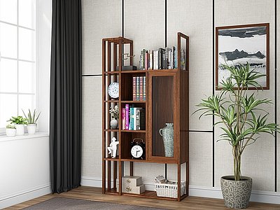 3d现代卧室书柜书架模型