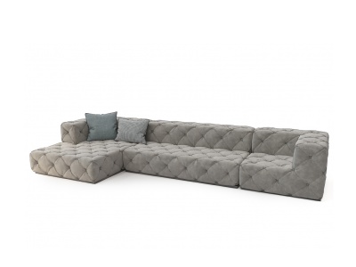 灰色布艺多人沙发模型3d模型