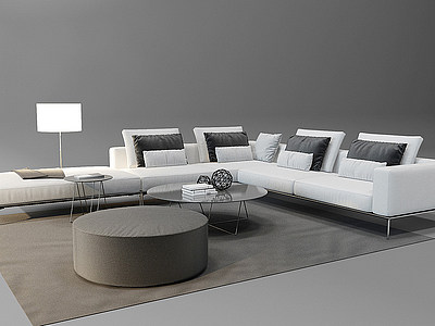 后现代转角沙发沙发墩模型3d模型