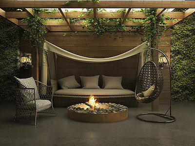 3d现代室外休息室模型