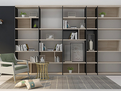 北欧现代书柜书架装饰柜模型3d模型